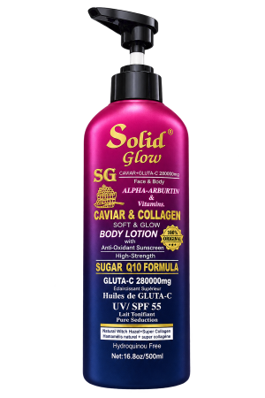 Solid Glow Caviar & Collagen Body Lotion – Sugar Q10 Formula (500ml / 16.8oz)