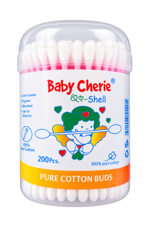 Baby Cherie Shell Pure Cotton Buds – 200 Pcs