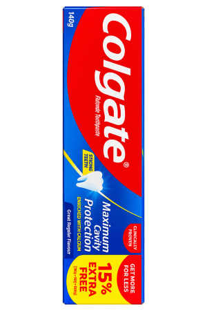 Colgate Maximum Cavity Protection Fluoride & Calcium Toothpaste – 130g + 15% Extra Free (149.5g Total) – 1 Tube