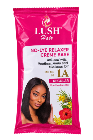Hair Relaxer – LUSH Hair No-Lye Relaxer 4-in-1 Regular – Rooibos, Amla & Hibiscus Oil – 4 Pieces – 65g + 65g + 35ml + 35ml