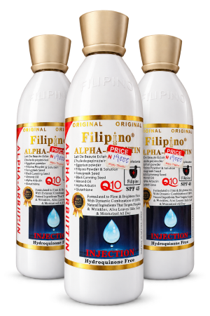 Filipino Original Alpha Arbutin Q10 Injection Body Lotion SPF 45 – Hydroquinone Free, 500ml, 1 Bottle