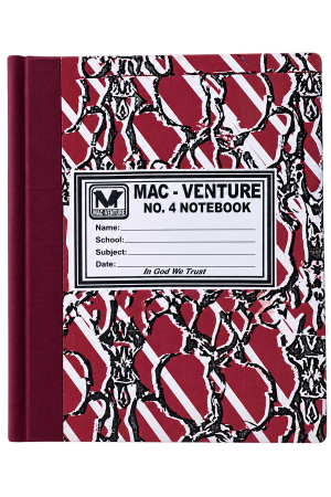 Hard Cover Notebook – Mac-Venture No. 4 Notebook – Burgundy/Red – 1 Piece – No. 4